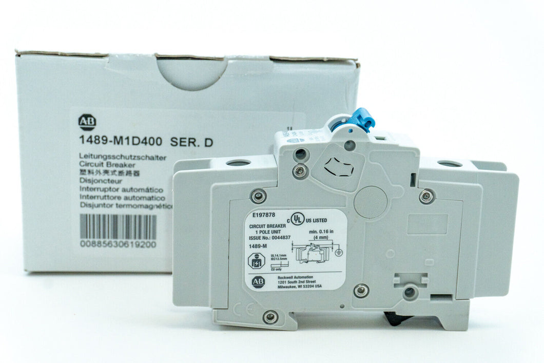 Allen Bradley 1489-M1D400 Series D CIRCUIT BREAKER 40 AMP HIGH INDUCTIVE, 1 POLE