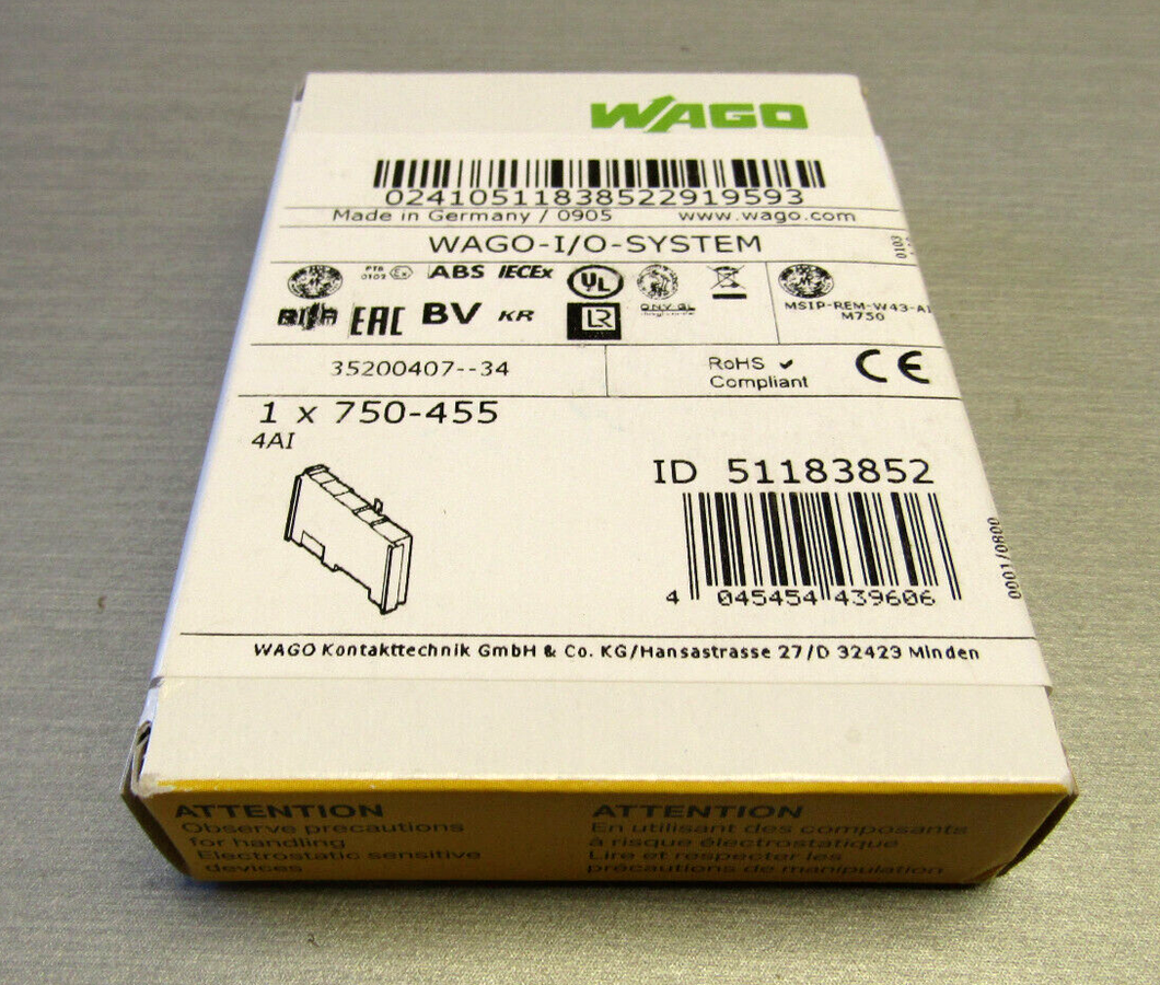Wago 750-455 I/O Systme 4x Analog InputTerminal
