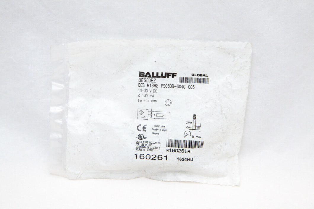 Balluff BES00EZ Proximity Sensor; M18; 8mm; Flush; PNP/NO; M12 connector