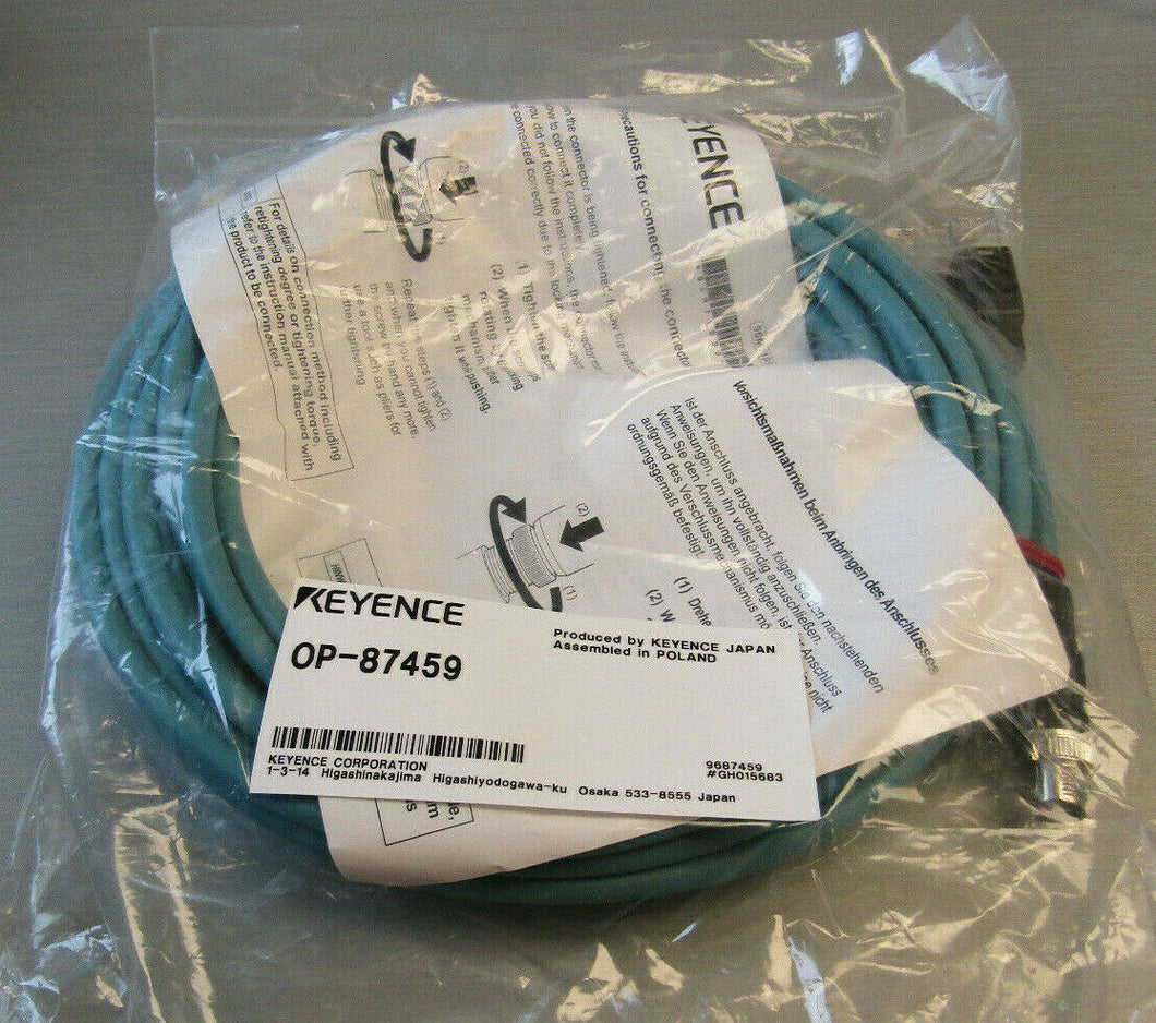 Keyence OP-87459 Industrial Ethernet Cable 10M Round M12 4 PIN to RJ45