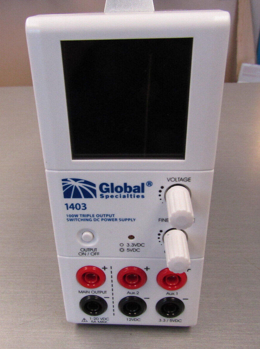 Global Specialties 1403 Triple Output DC Test Power Supply 100W 5V 12V 1-20VDC