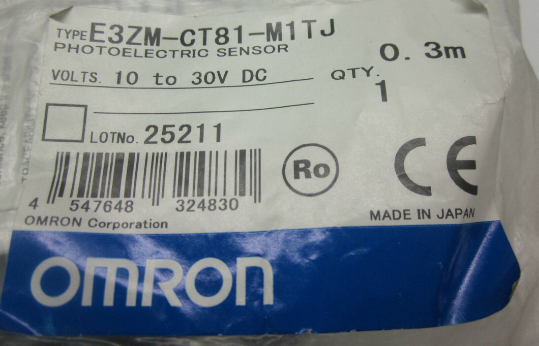 OMRON E3ZM-CT81-M1TJ Through, PNP, Pre-wired T&C M1 0.3m Sensor