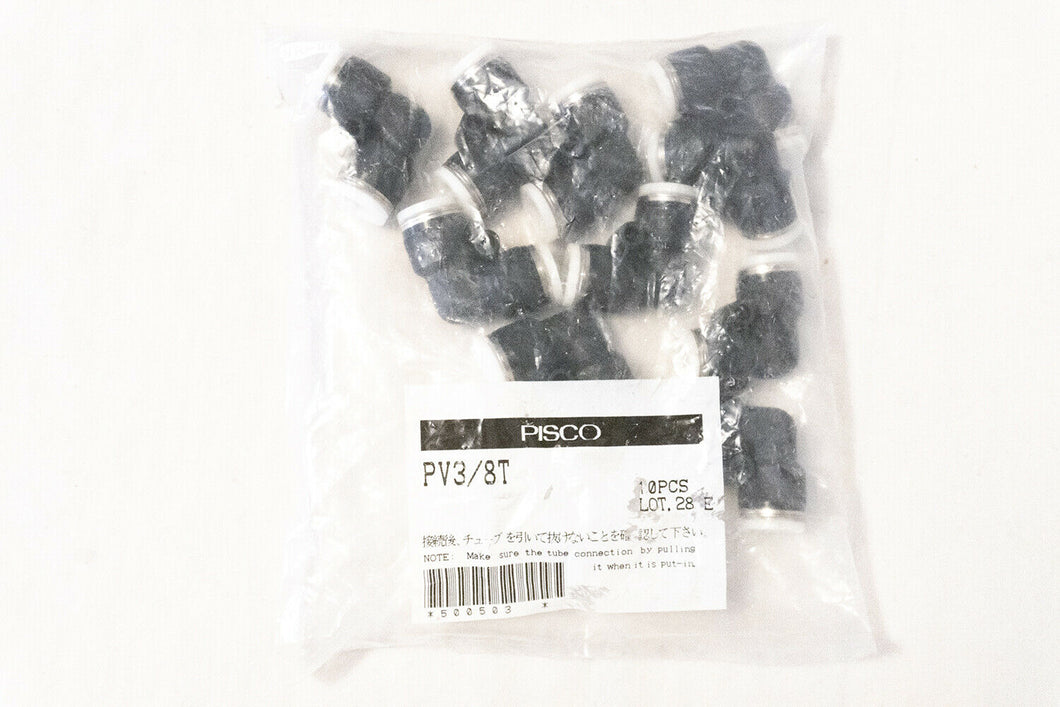 PISCO PV3/8T (BAG OF 10x PCS) Pneumatic L / 90-Fitting Joiner 3/8