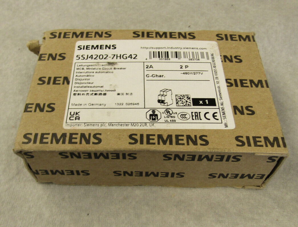 Siemens 5SJ4202-7HG42 Circuit Breaker 2A 2P C Char