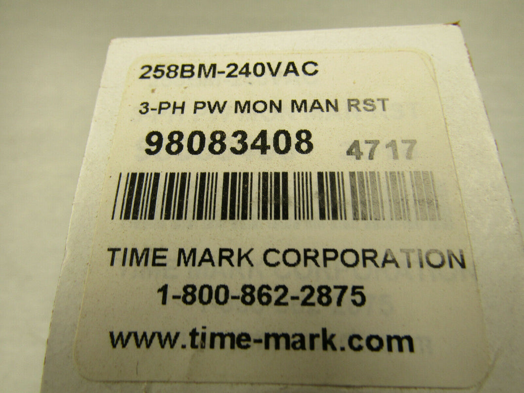 TIME MARK 258BM-240VAC 3PH Power Montior Manual Reset Relay 98083408