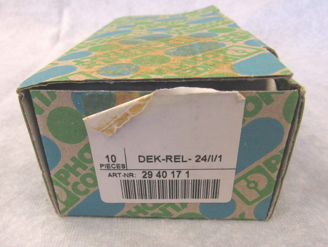 Box of 10 Phoenix Contact DEK-REL-24/I/1 relay DIN terminal block 2940171