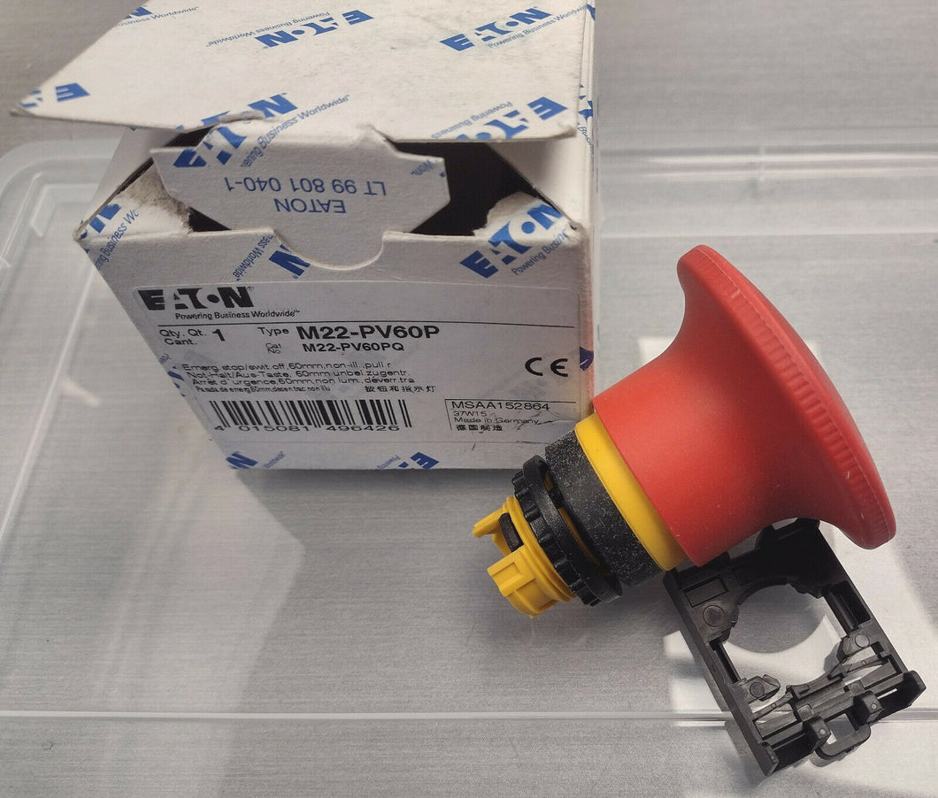 Eaton M22-PV60P 22.5MM Emergency Stop Button with 60mm Top Pull to Release