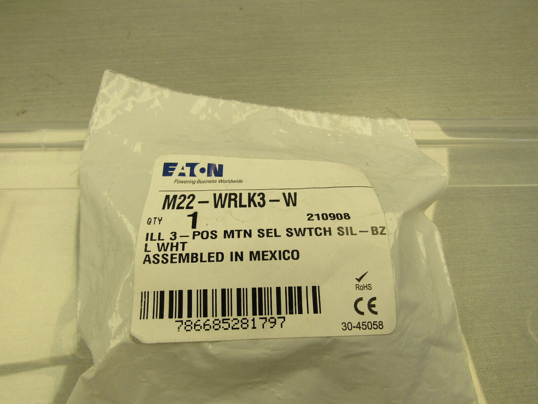 Eaton m22-wrlk3-w Selector Switch Illuminated Capable