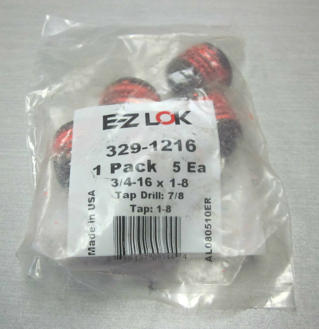 EZLOK 329-1216 , 3/4-15 x 1-8 internal metal thread insert . Bag of 5