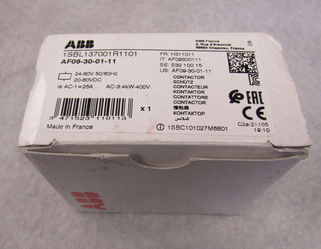 ABB 1SBL137001R1101 Contactor Relay 25A AF09-30-01-11
