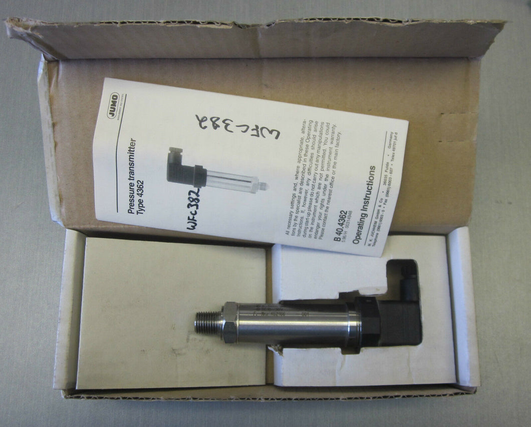 Jumo Type 4362-242/023/041/093 stainless pressure transducer, 0-5000 psi, 4-20mA
