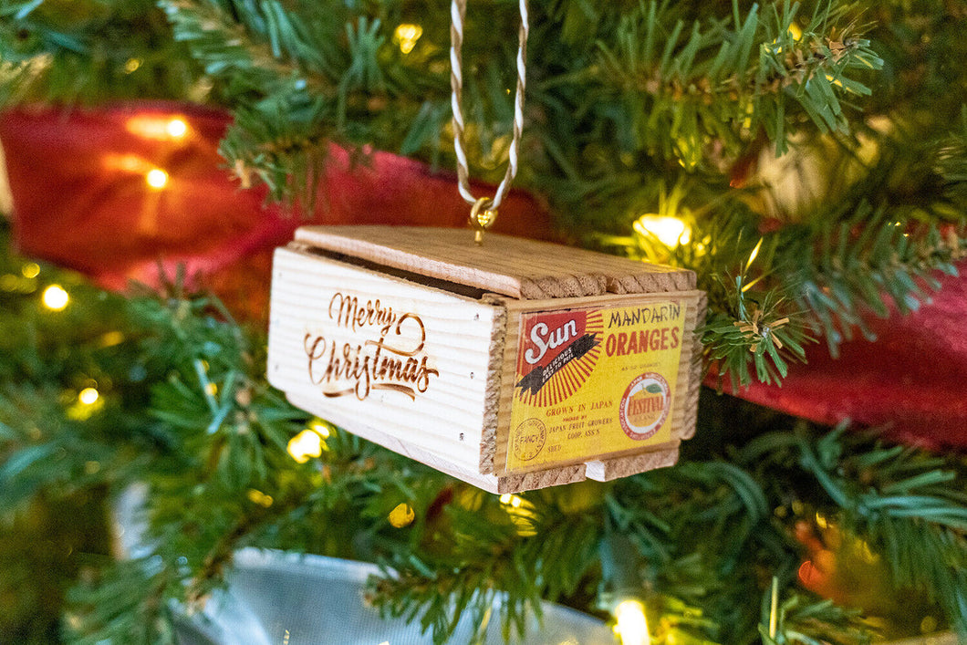 Christmas Ornament Japanese Mandarin Orange Box Crate Replica Miniature