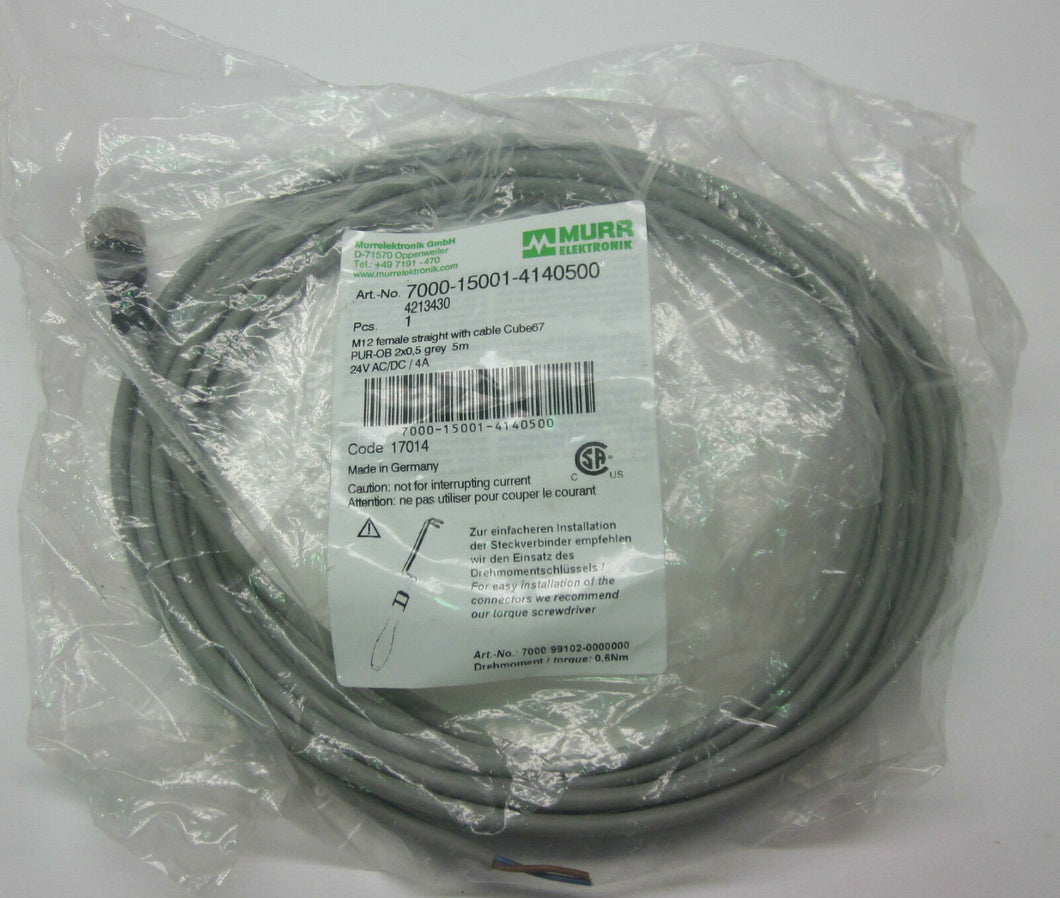 Murr Elektronik 7000-15001-4140500 M12 Straight Female 5m Cable