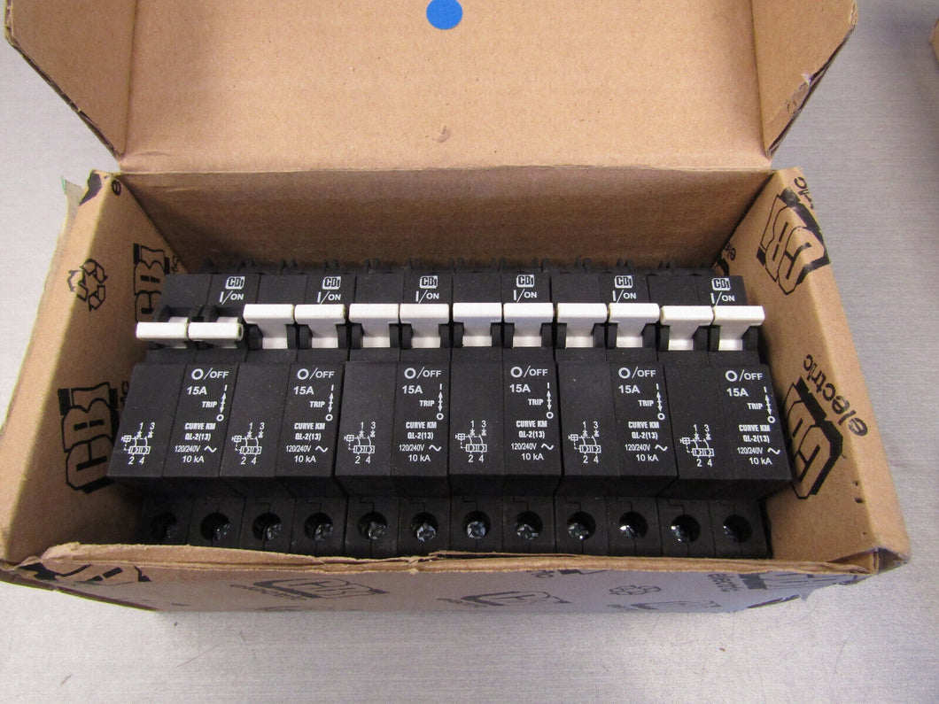 Box of 6 Circuit Breaker Industries QL28KM15 15A QL-2-13-DM-KM-15 QL-2(13)
