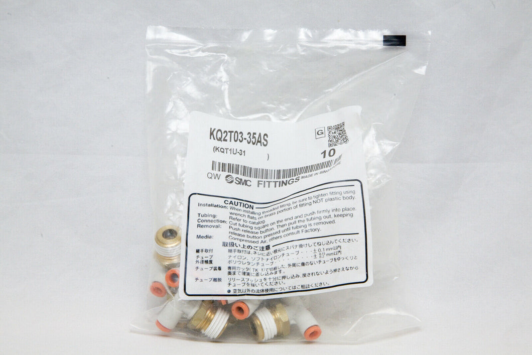 SMC Fittings KQ2T03-35AS Pack of 10 Fittings, Branch Tee KQ2, 5/32 (4mm)