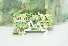 Load image into Gallery viewer, WAGO 2002-1407 Lot of 10- 5MM GROUND TERMINAL BLOCK, 4 CONDUCTOR GREEN/YELLOW
