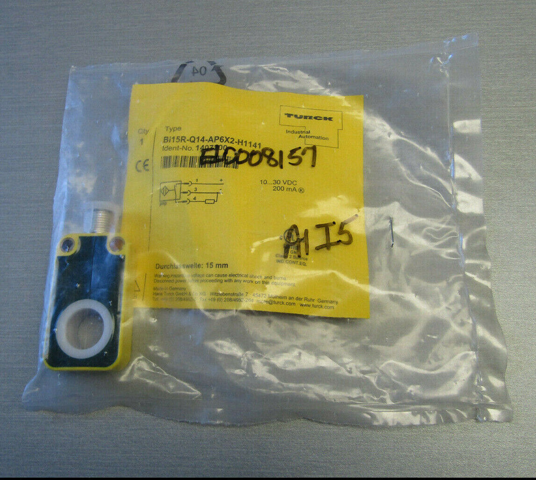 Turck Bi15R-Q14-AP6X2-H1141 Through Hole Inductive Proximity Sensor 1407200