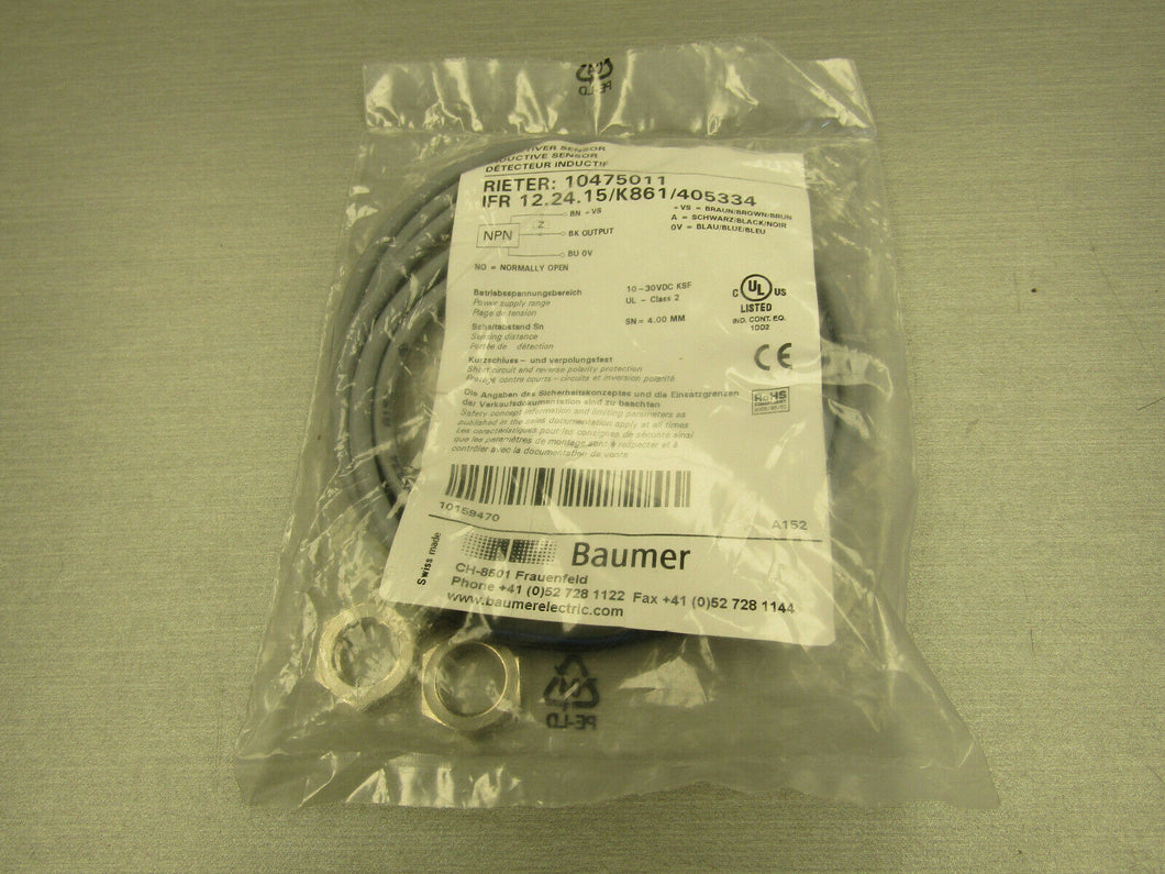 Baumer IFR 12.24.15/K861/405334 Inductive Sensor 10475011 NPN