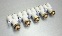 Load image into Gallery viewer, SMC KQ2U08-U03 branch Y 8mm tube 3/8&quot; uni thread pneumatic fitting *LOT OF 5*
