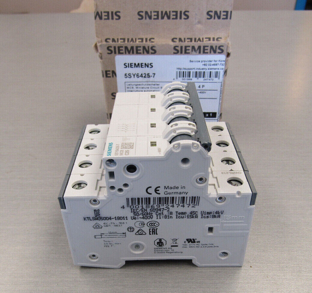 Siemens 5SY6425-7 MCB Minature Circuit Breaker 4P 25A C