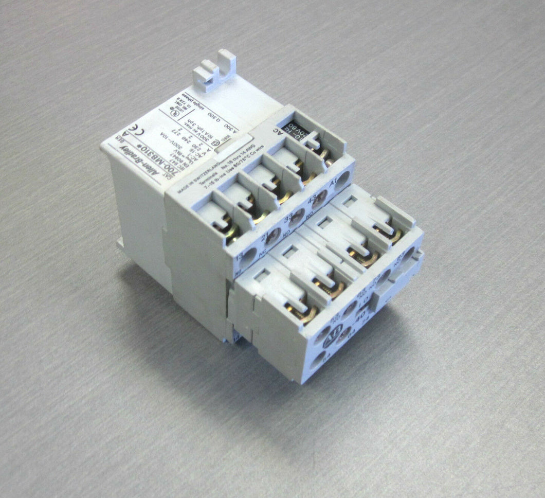 Allen Bradley 700-MB310 Miniature Control Relay 300V-10A w/ 195-MA40 Aux Contact