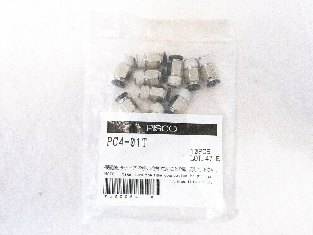 PISCO PC4-01T Pneumatic Fitting (BAG OF 10x PCS) 4mm Push On 1/8 NPT
