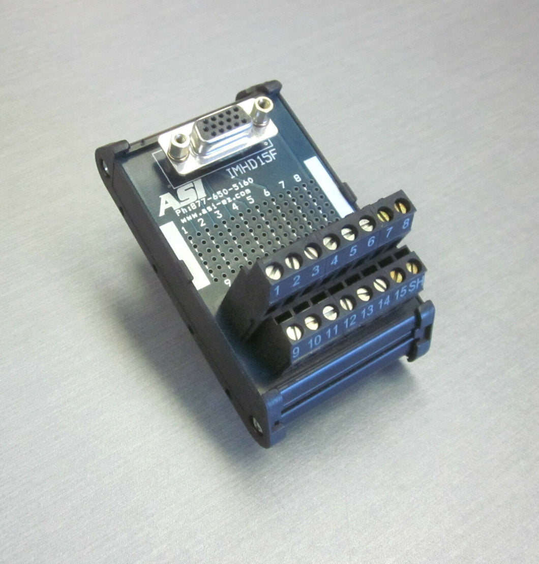 ASI IMHD15F 15 pin interconnect DB15HD female breakout board screw terminals