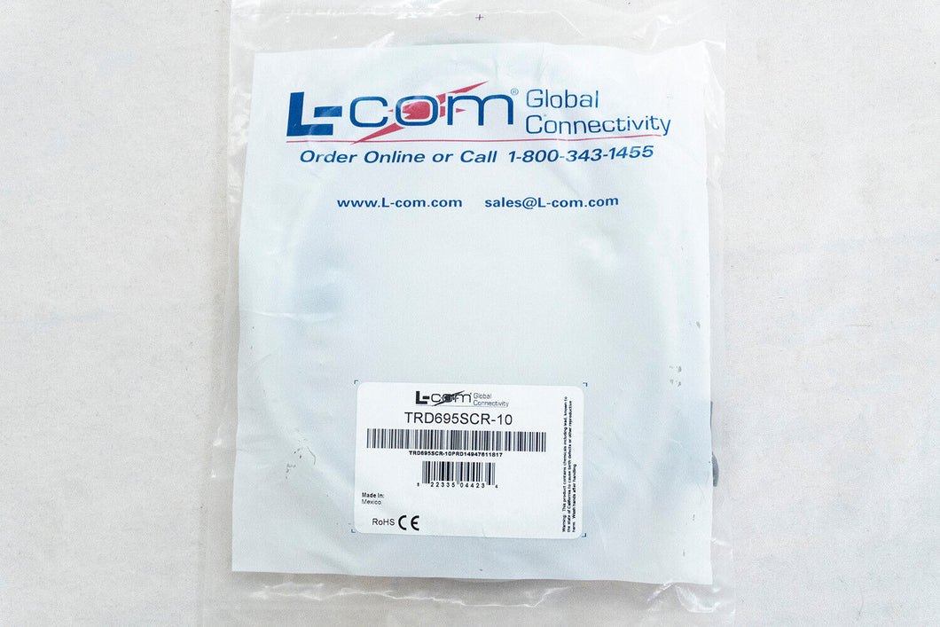 LCOM TRD695SCR-10 CAT-6 ETHERNET CABLE ASSEMBLY, 10' LENGTH, 2X STRAIGHT CONNECT