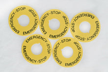 Load image into Gallery viewer, AEG BNP-ES 225 Five Legend Plates 22mm - PlasticRound Yellow &quot;E-STOP&quot;
