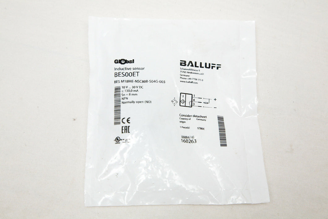 Balluff BES00ET Inductive proximity sensor BES M18ME-NSC80B-S04G-003