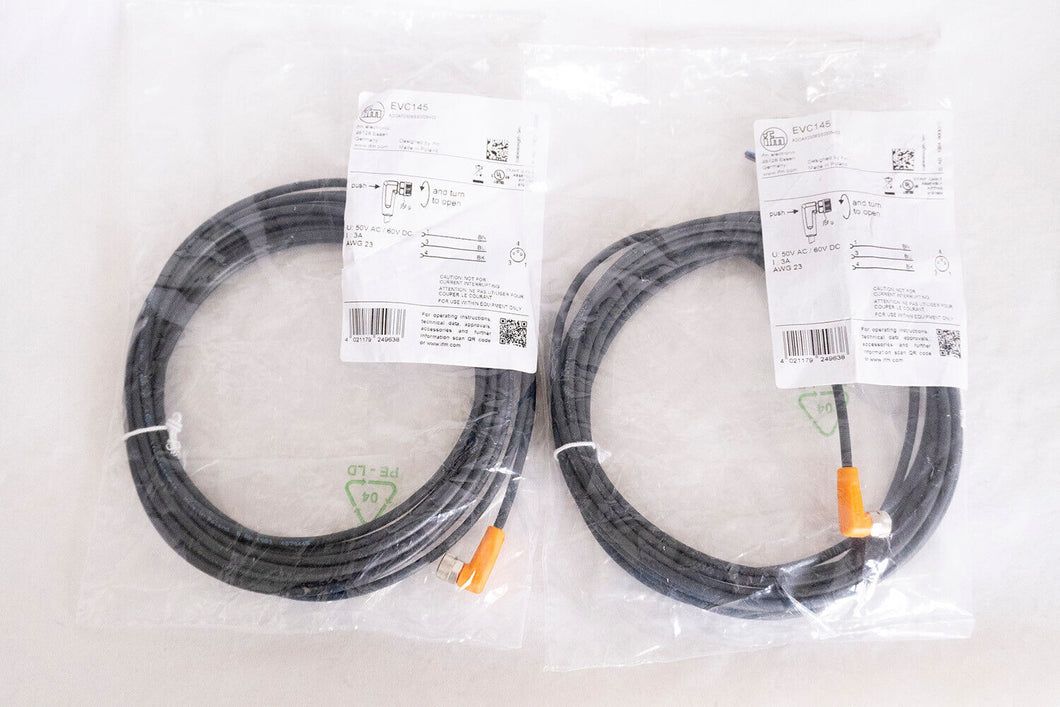 Lot of 2- IFM Effector EVC145 QUICK DISCONNECT CABLE, M8 (PICO)