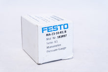 Load image into Gallery viewer, FESTO 183897 MA-23-10-R1/4, GAUGE, 23 SIZE, 0-10 BAR, 0-145 PSI, R1/8 THREAD
