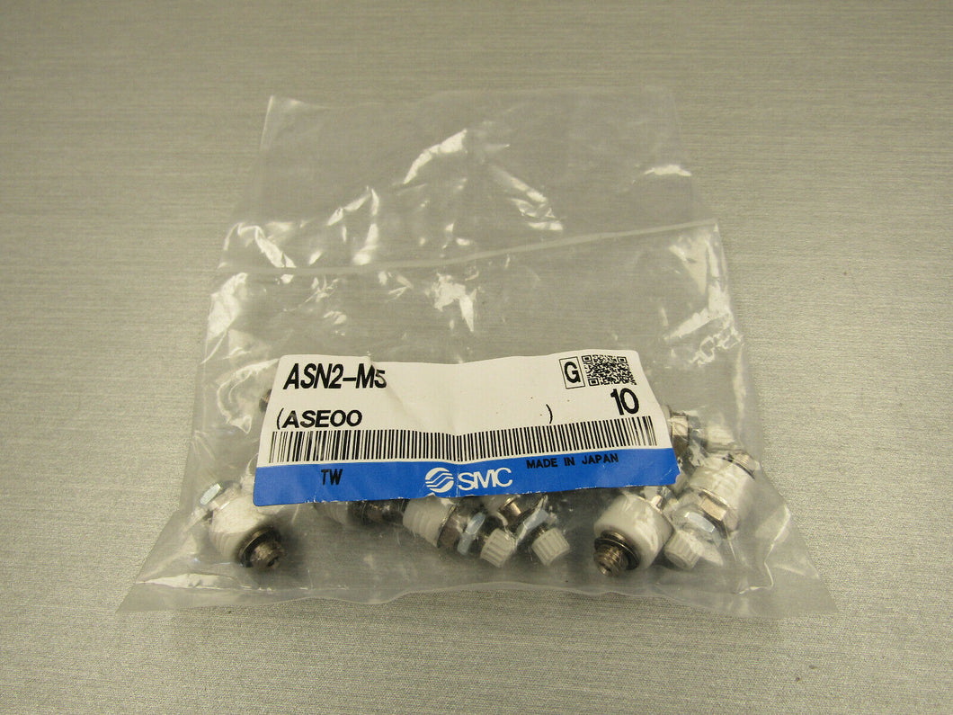 10 Pack SMC ASN2-M5 Metering Valve with Silencer Fitting Exhaust Flow Control