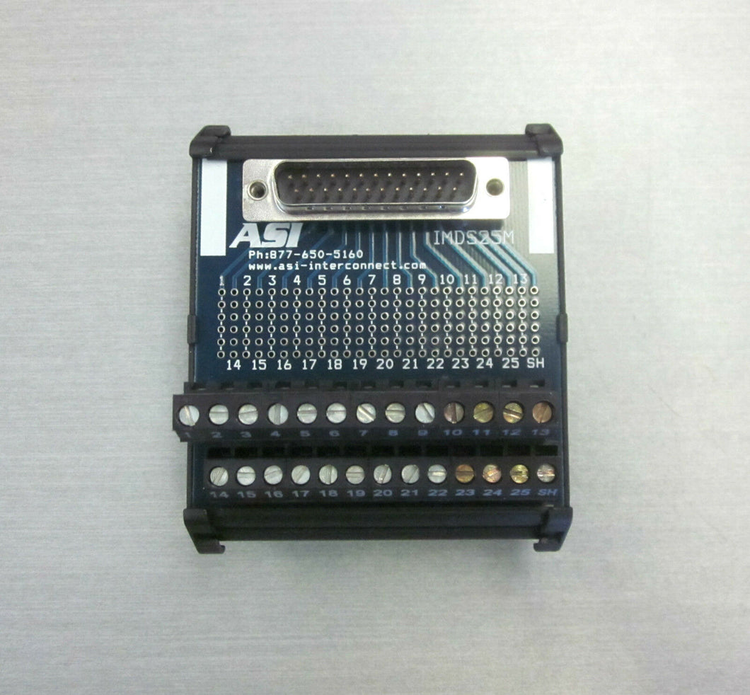 ASI IMDS25M 25 pin interconnect DB25 MALE D-SUB breakout board screw terminals