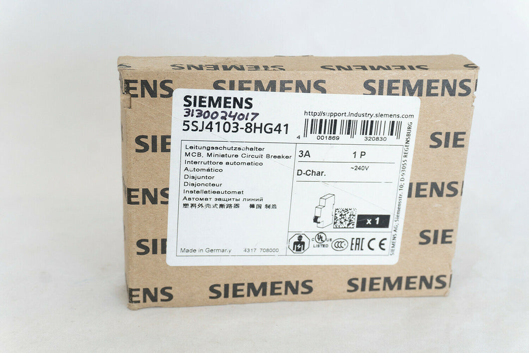 Siemens 5SJ4103-8HG41 CIRCUIT BREAKER, 3 AMP, 1-POLE, 250V, TYPE HSJ, CHARACTER
