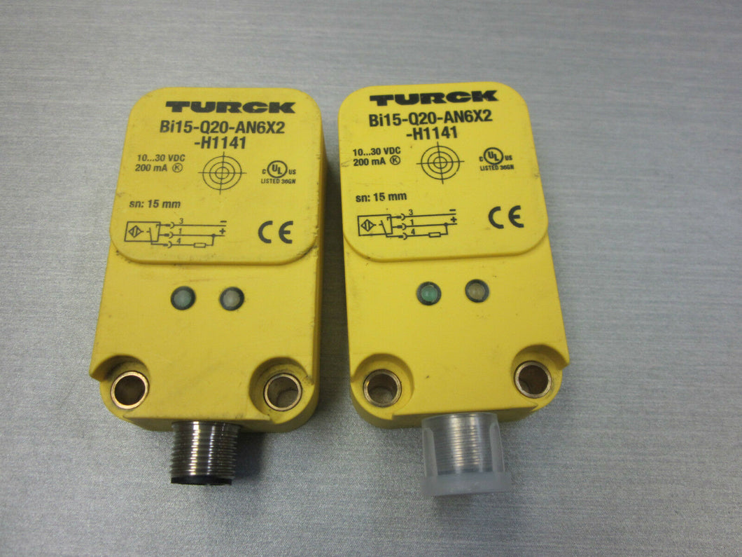 2 Turck Bi15-Q20-AN6X2-H1141 inductive proximity sensors