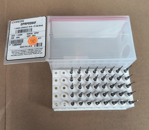 40 pcs. Kyocera DPRP0394F 1.00MM Downcut Router Bit 0.0394" Carbide PCB