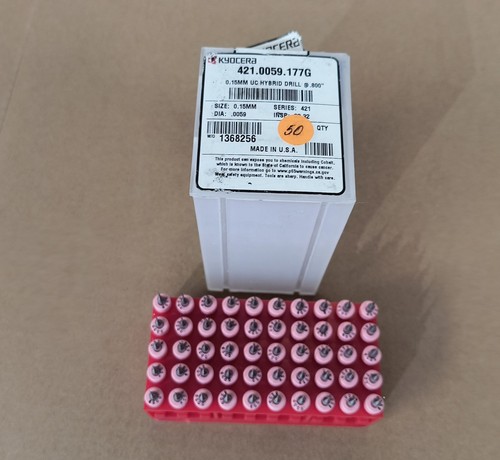 50 pcs. Kyocera 421.0059.117G 0.15MM 0.0059" Dia UC Hybridl Drill PCB Carbide